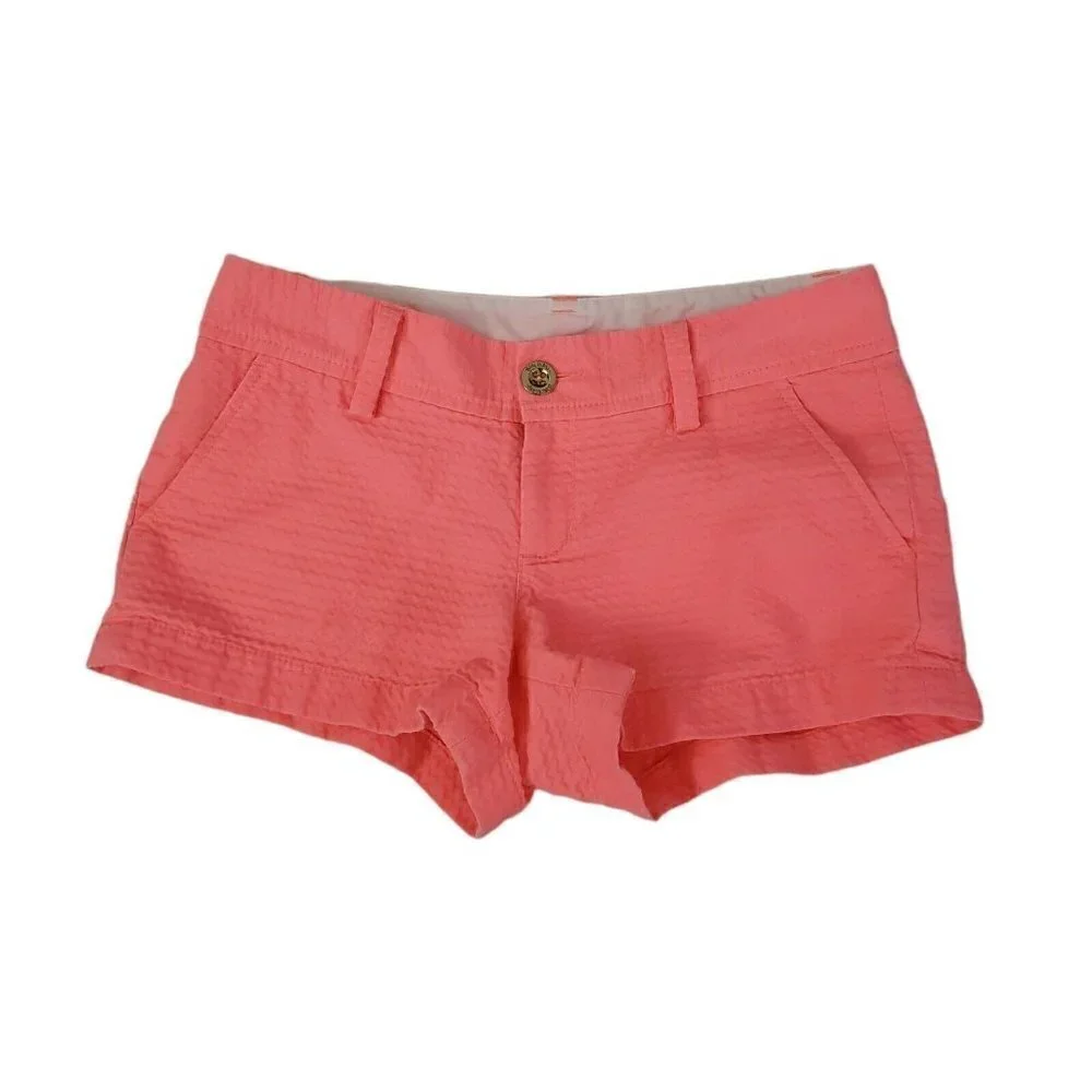 Lilly Pulitzer‎ Walsh Shorts 0 Pink Pockets Shortie Summer Beach Cotton